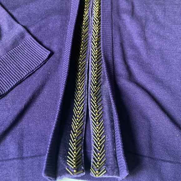 Coldwater Creek Silk Blend Western Bead Trim Cardigan Purple Size M - Picture 6 of 8